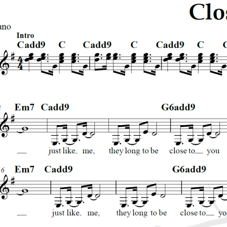 Close to you - Carpenters - Piano/Vocal