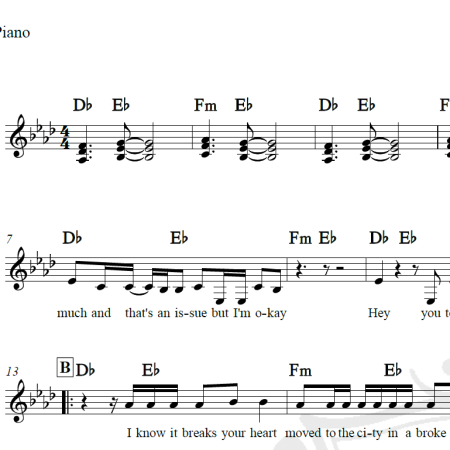 Closer - The Chainsmokers - Piano/Vocal