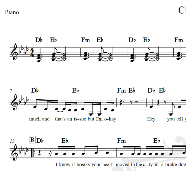 Closer - The Chainsmokers - Piano/Vocal