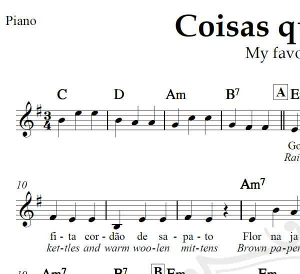 Coisas que eu amo (My favorite things) - Piano/Vocal