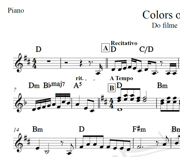 Colors of the wind - Piano