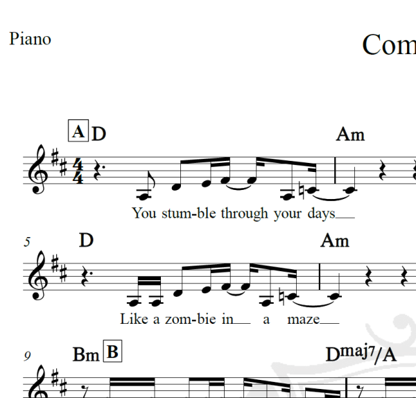 Come alive - Piano/Vocal