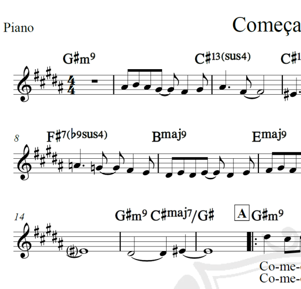 Começar de novo - Ivan Lins - Piano/Vocal