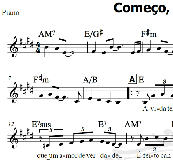 Começo, meio e fim - Roupa Nova - Piano/Vocal