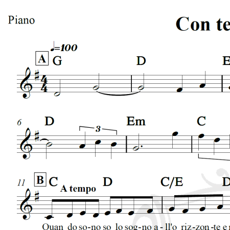 Con te partiro - Andrea Bocelli - Piano/Vocal