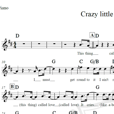 Crazy little thing called love - Queen - Piano/Vocal