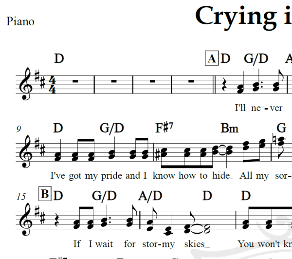 Crying in the rain - A-ha - Piano/Vocal