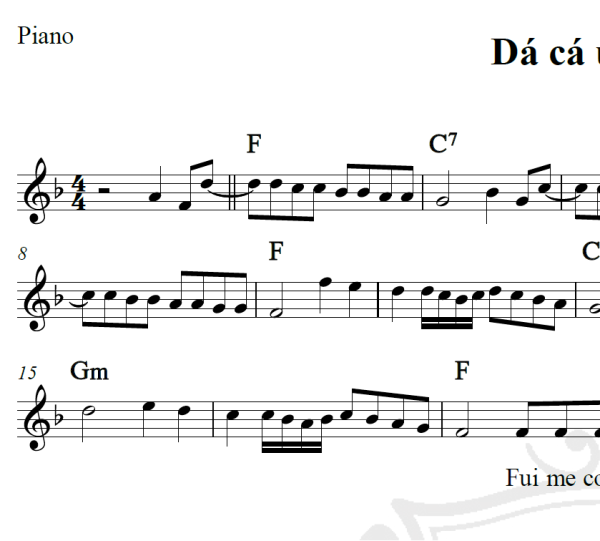 Dá cá um beijo - Roberto Leal - Piano/Vocal