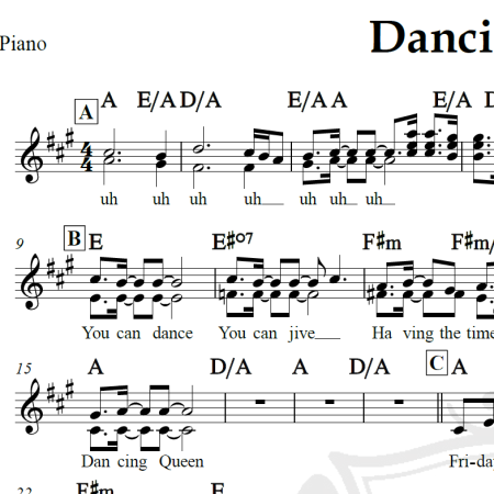 Dancin' Queen - ABBA - Piano/Vocal