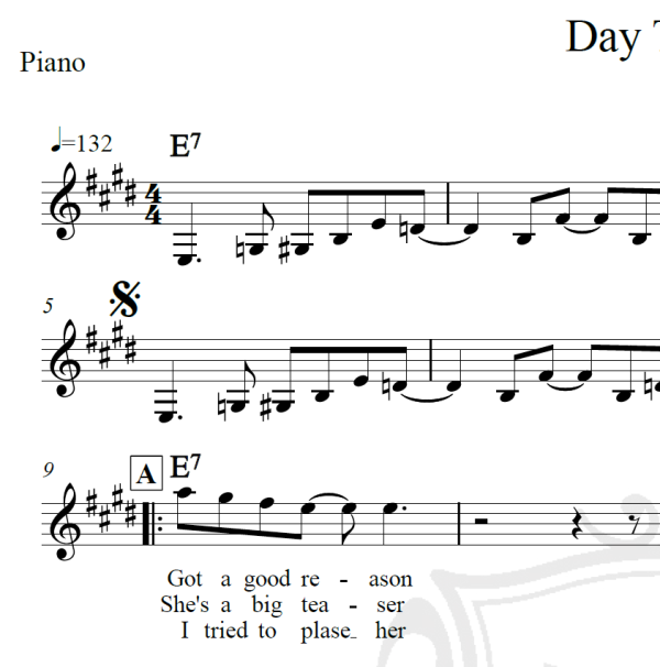 Day Tripper - The Beatles - Piano/Vocal