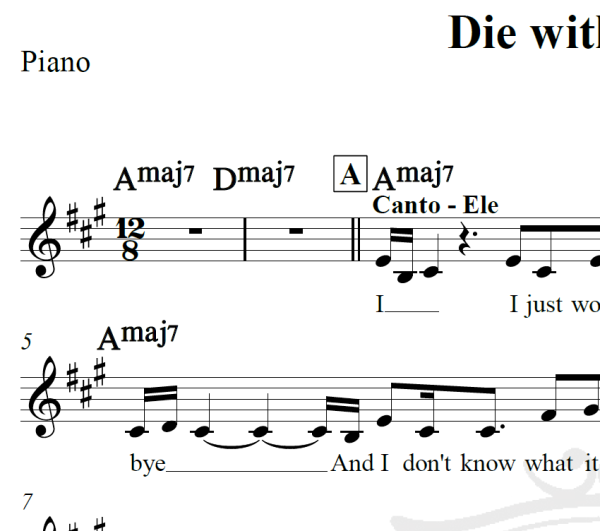 Die with a smile - Bruno Mars e Lady Gaga - Piano/Vocal