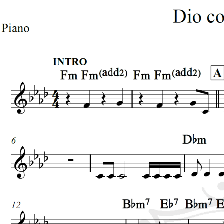 Dio come ti amo - Piano