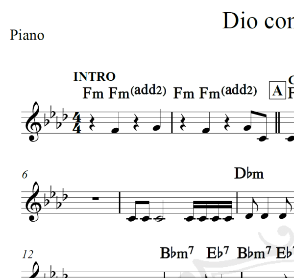 Dio come ti amo - Piano