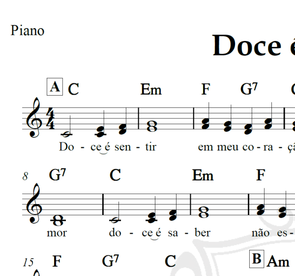 Doce é sentir - Piano/Vocal