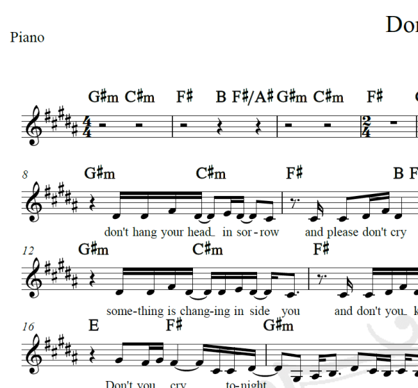 Don't cry - Guns'n'Roses - Piano/Vocal