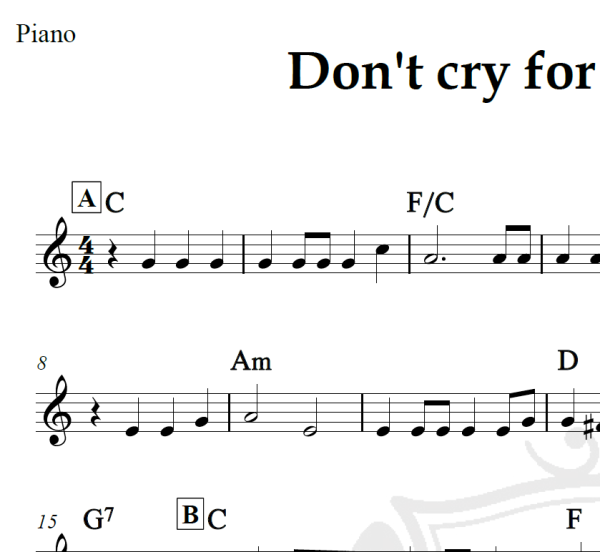 Don't cry for me Argentina - Piano