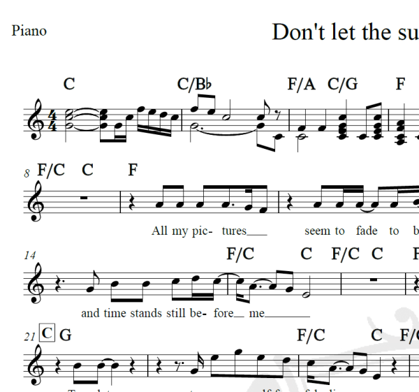Don't let the sun go donw on me - Elton John - Piano/Vocal