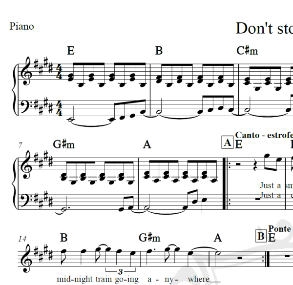 Don't stop believin' - Journey - Piano/Vocal