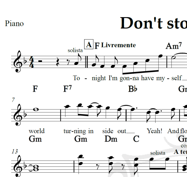 Don't stop me now - Queen - Piano/Vocal
