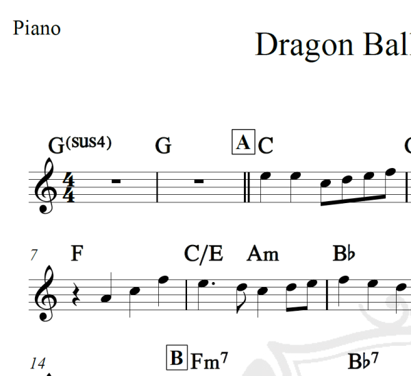 Dragon Ball GT Aberura - Piano