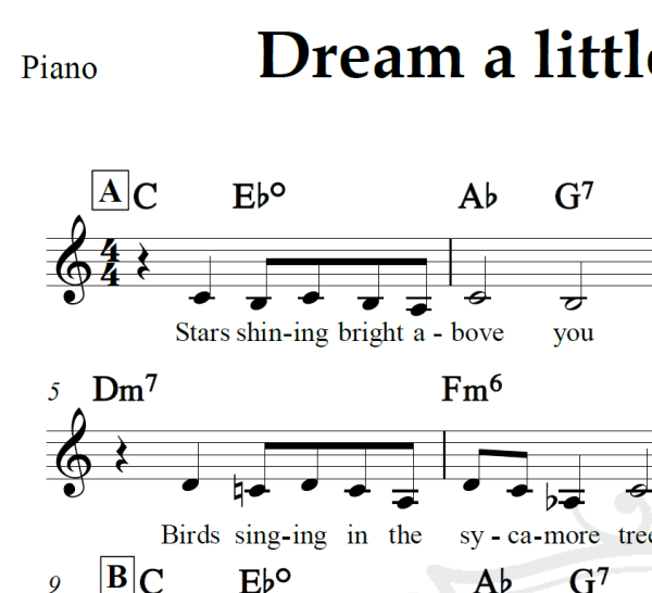 Dream a little dream of me - Piano/Vocal