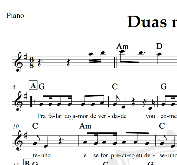Duas metades - Jorge e Mateus - Piano/Vocal