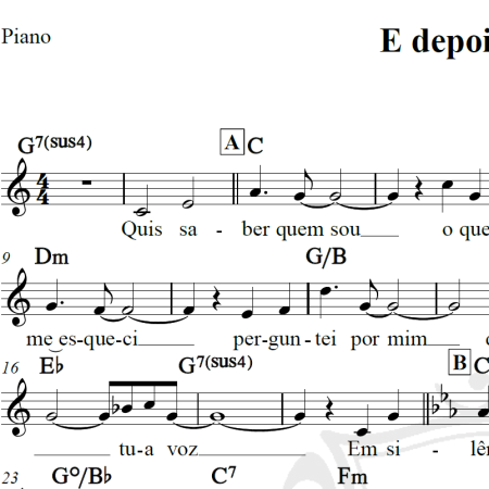 E depois do adeus - Paulo de Carvalho - Piano/Vocal