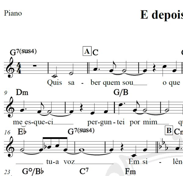 E depois do adeus - Paulo de Carvalho - Piano/Vocal