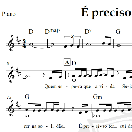 É preciso saber viver - Roberto Carlos - Piano/Vocal