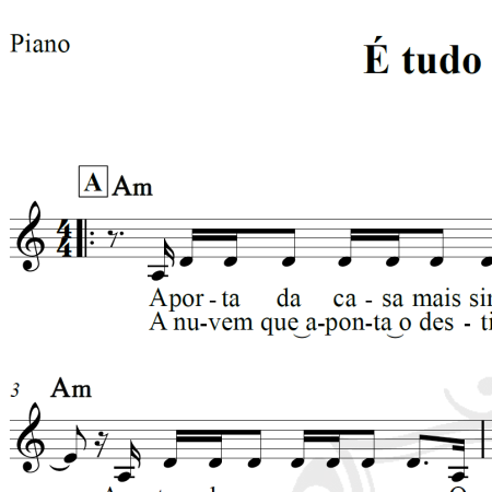 É tudo sobre você - Morada - Piano/Vocal