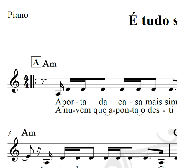 É tudo sobre você - Morada - Piano/Vocal