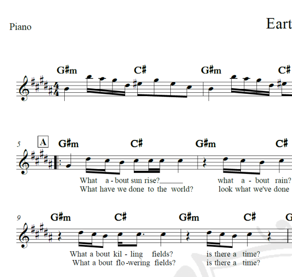 Earth Song - Michael Jackson - Piano/Vocal