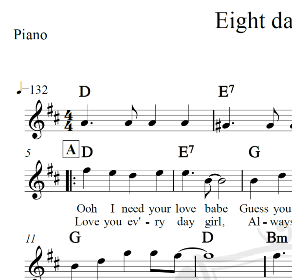 Eight days a week - The Beatles - Piano/Vocal