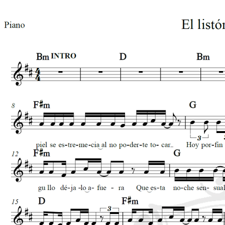 El listón de tu pelo - Los Angeles Azules - Piano/Vocal