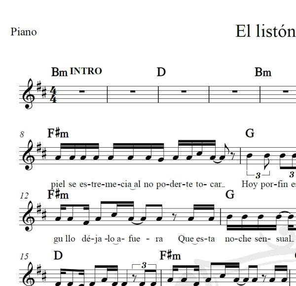 El listón de tu pelo - Los Angeles Azules - Piano/Vocal