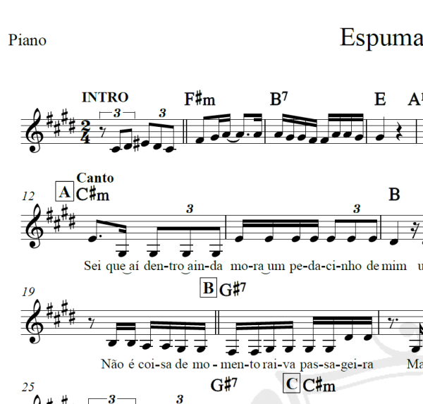 Espumas ao vento - Fagner - Piano/Vocal