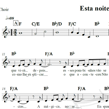 Esta noite o amor chegou - Piano/Vocal