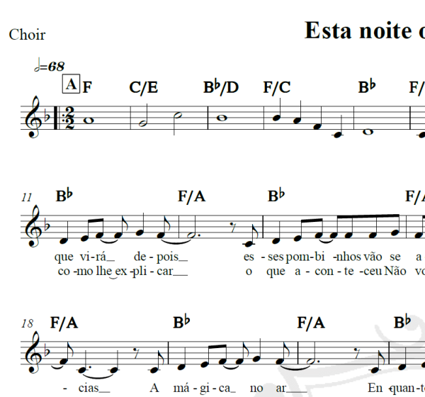 Esta noite o amor chegou - Piano/Vocal