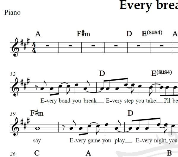 Every breath you take - The Police - Piano/Vocal