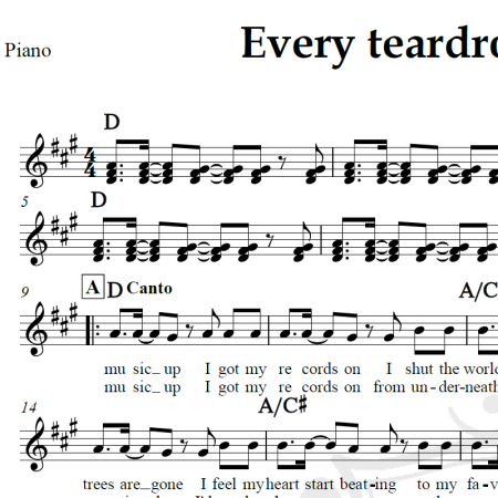 Every teardrop is a waterfall - Coldplay - Piano/Vocal