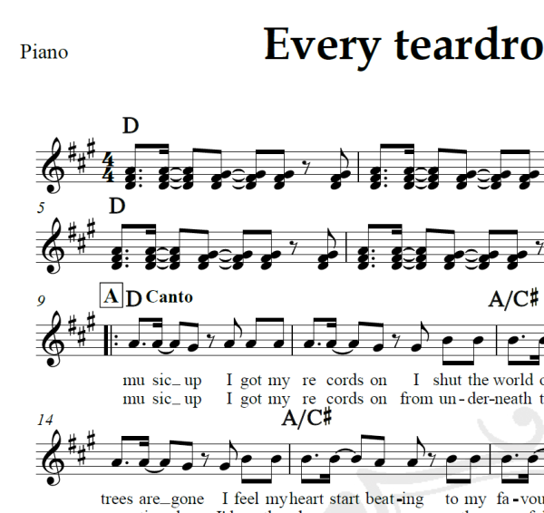 Every teardrop is a waterfall - Coldplay - Piano/Vocal