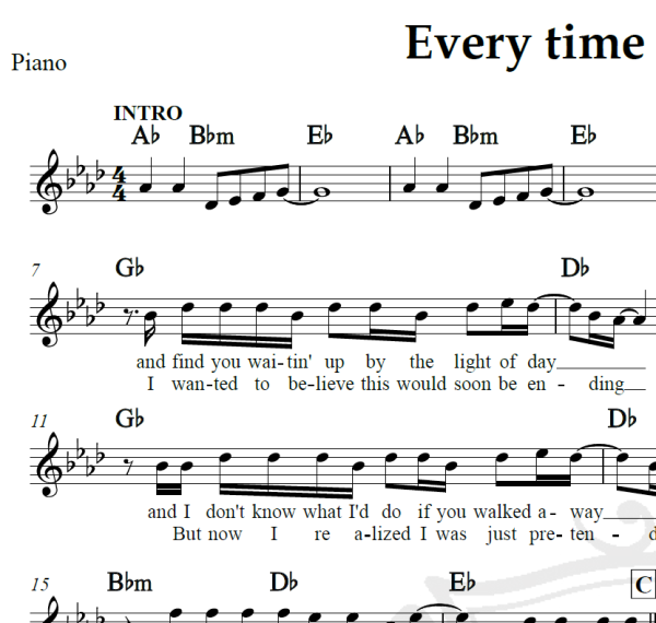Every time I look at you - Kiss - Piano/Vocal