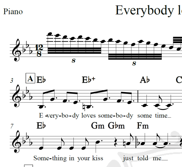 Everybody loves someone - Dean Martin - Piano/Vocal