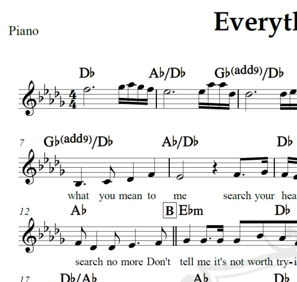 Everything I do - Brian Adams - Piano/Vocal