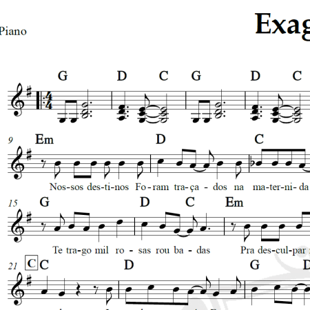 Exagerado - Cazuza - Piano/Vocal