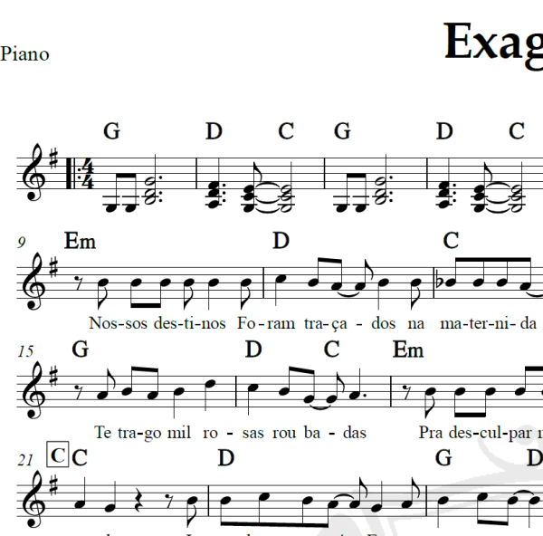 Exagerado - Cazuza - Piano/Vocal