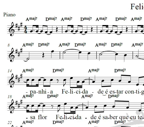 Felicidade - Seu Jorge - Piano/Vocal