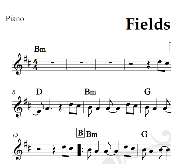 Fields of gold - Sting - Piano