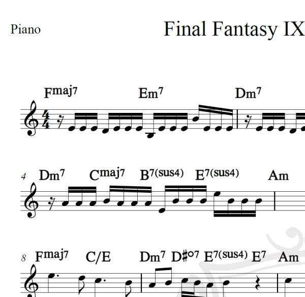 Final Fantasy IX - You're not alone - Piano