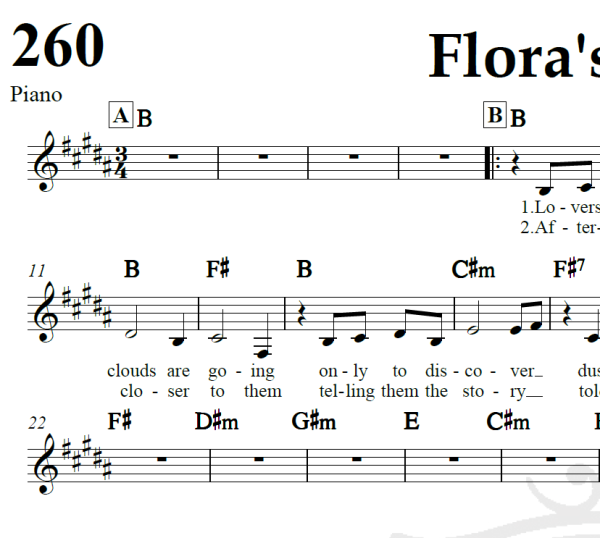 Flora's Secret - Enya - Piano/Vocal